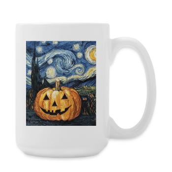Kürbis Halloween Van Gogh Style Starry Night - Große Tasse 440 ml - Weiß - Rechts