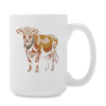 Cow portrait with bandana in earth tones - Large Mug 440 ml - white - Right