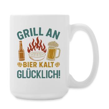 Beer fan GRILL ON BEER COLD HAPPY Funny - Large Mug 440 ml - white - Right