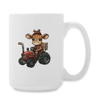 Giraffe Traktor Farmer - Große Tasse 440 ml - Weiß - Rechts