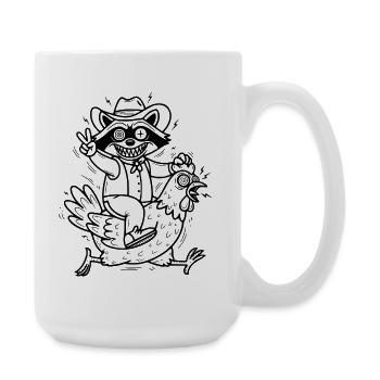 Waschbär und Huhn - Große Tasse 440 ml - Weiß - Rechts