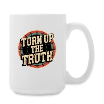 Retro Grunge – Turn Up The Truth - Große Tasse 440 ml - Weiß - Rechts