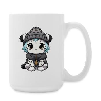 Snow leopard winter leopard baby - Large Mug 440 ml - white - Right