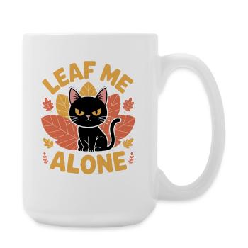 Katze Herbst Lustig Lass Mich Alleine - Große Tasse 440 ml - Weiß - Rechts