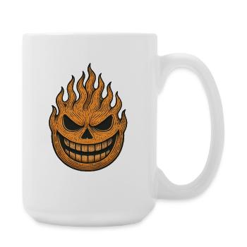 Halloween pumpkin flame design - Large Mug 440 ml - white - Right