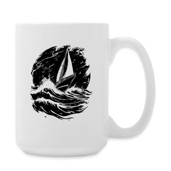 Energischer Segel Illustration Matrose - Große Tasse 440 ml - Weiß - Rechts