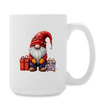 Christmas gnomes with gifts and lights - Large Mug 440 ml - white - Right