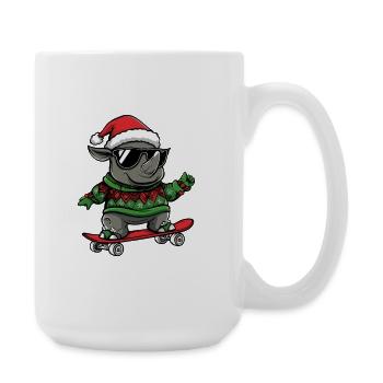 Rhino Christmas Funny - Large Mug 440 ml - white - Right