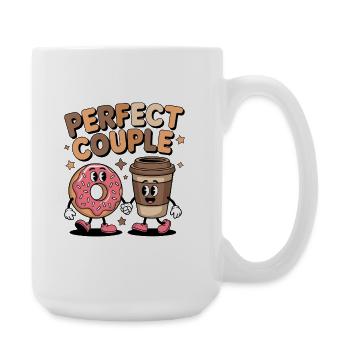 Duo parfait de café et beignets en couple - Grande tasse 440 ml - blanc - Droite