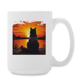 CAT SUNSET - Large Mug 440 ml - white - Right