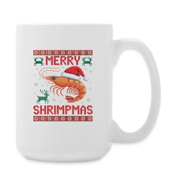 Merry Shrimpmas Ugly Christmas - Large Mug 440 ml - white - Right