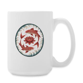 Koi fish and lotus flower in water - Large Mug 440 ml - white - Right