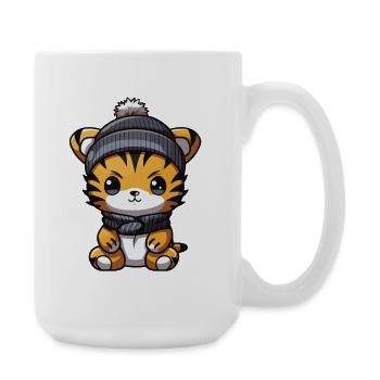 Tiger Winter Animal Baby Comic - Large Mug 440 ml - white - Right