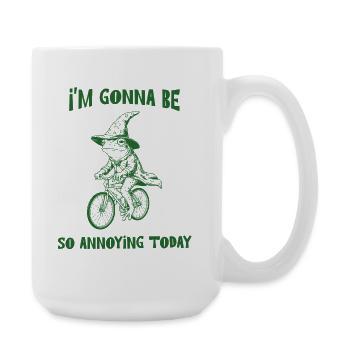 Funny Frog Wizard Riding A Bicycle Sassy Humor  - Large Mug 440 ml - white - Right