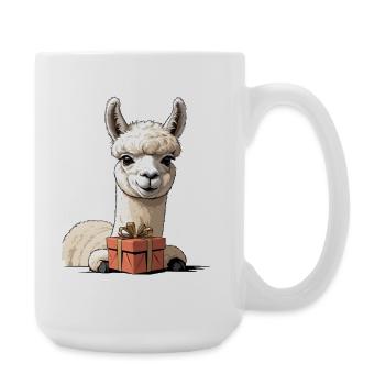 Alpaca with gift box - Large Mug 440 ml - white - Right