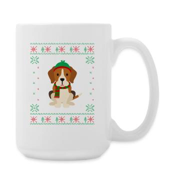 Beagle Ugly- Christmas Dog Design - Large Mug 440 ml - white - Right