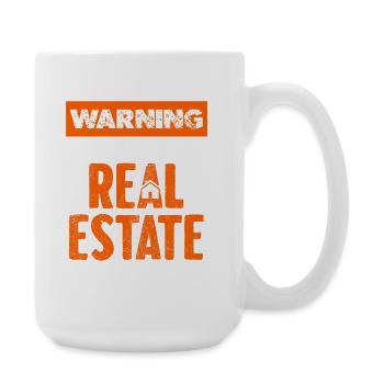 Warning Real Estate Topic of Conversation - Large Mug 440 ml - white - Right