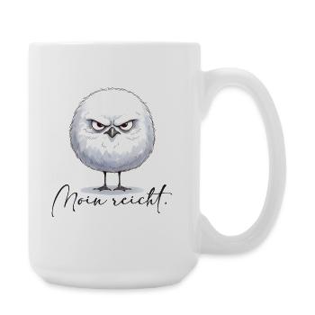 Moin reicht - grimmige runde Möwe - Große Tasse 440 ml - Weiß - Rechts