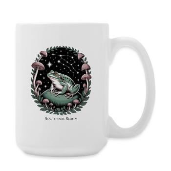Nächtliches Froschmotiv mit Pilzen und Sternen - Große Tasse 440 ml - Weiß - Rechts