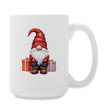 Weihnachtswichtel Mit Lichterkette Und Paketen - Große Tasse 440 ml - Weiß - Rechts