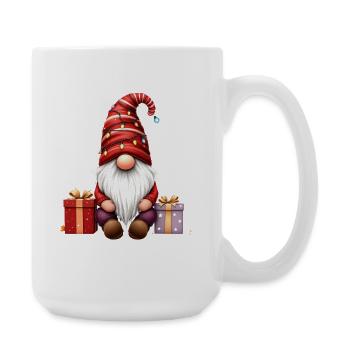 Christmas gnome with fairy lights and parcel - Large Mug 440 ml - white - Right