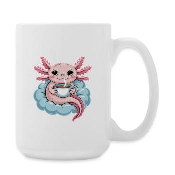 Axolotl Mit Kaffee Auf Wolke Kawaii Morgenkaffee - Große Tasse 440 ml - Weiß - Rechts