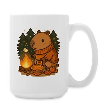 Capybara Campfire – Cozy Nights & Autumn Mood - Große Tasse 440 ml - Weiß - Rechts