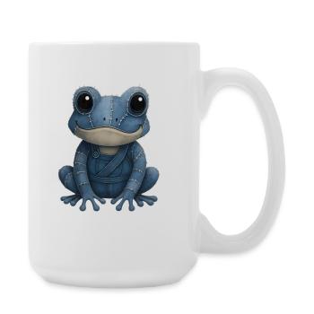 Denim Patchwork Frosch - Große Tasse 440 ml - Weiß - Rechts