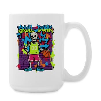 Skull Dunk – Neon Skelett Basketball Graffiti 90er - Große Tasse 440 ml - Weiß - Rechts