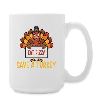 Save A Turkey Eat Pizza Funny Fall - Large Mug 440 ml - white - Right