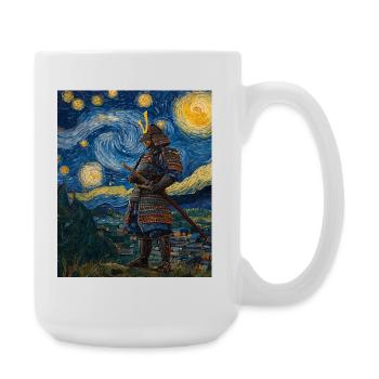 Samurai Japan Van Gogh Style Starry Night - Large Mug 440 ml - white - Right