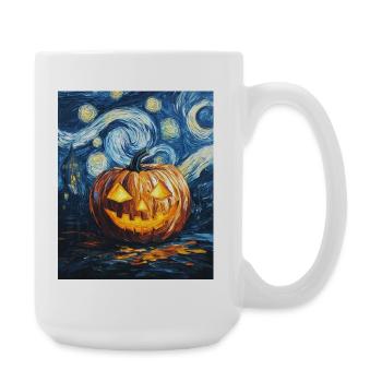 Kürbis Halloween Van Gogh Style Starry Night - Große Tasse 440 ml - Weiß - Rechts