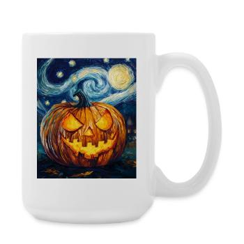 Kürbis Halloween Van Gogh Style Starry Night - Große Tasse 440 ml - Weiß - Rechts