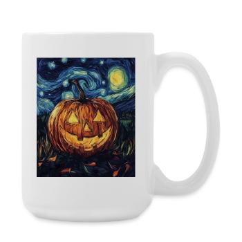 Kürbis Halloween Van Gogh Style Starry Night - Große Tasse 440 ml - Weiß - Rechts