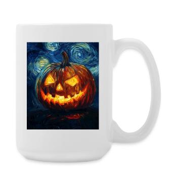 Kürbis Halloween Van Gogh Style Starry Night - Große Tasse 440 ml - Weiß - Rechts