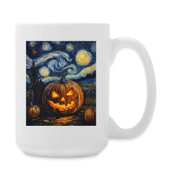 Kürbis Halloween Van Gogh Style Starry Night - Große Tasse 440 ml - Weiß - Rechts