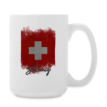 Flag of Switzerland, vintage Switzerland - Large Mug 440 ml - white - Right