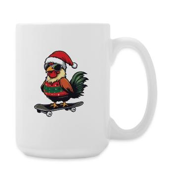 Hahn Weihnachten Lustig - Große Tasse 440 ml - Weiß - Rechts