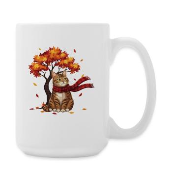 Katzenblätter Herbst Thanksgiving Gemütliche Vibes - Große Tasse 440 ml - Weiß - Rechts