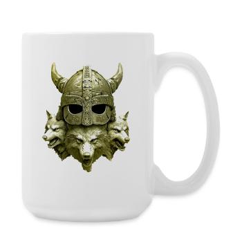 Casque Viking Loup - Grande tasse 440 ml - blanc - Droite