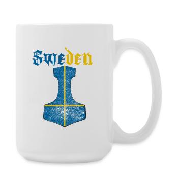 Drapeau de la Suède – Mjölnir Thorhammer Design - Grande tasse 440 ml - blanc - Droite