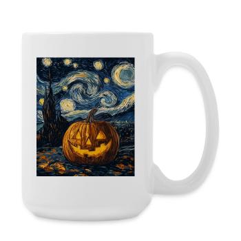 Kürbis Halloween Van Gogh Style Starry Night - Große Tasse 440 ml - Weiß - Rechts