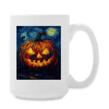 Kürbis Halloween Van Gogh Style Starry Night - Große Tasse 440 ml - Weiß - Rechts