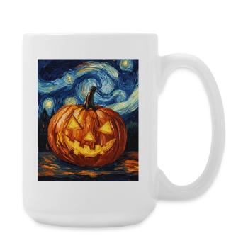 Kürbis Halloween Van Gogh Style Starry Night - Große Tasse 440 ml - Weiß - Rechts