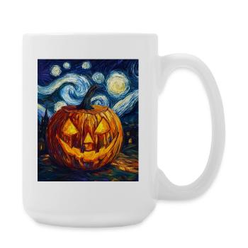 Kürbis Halloween Van Gogh Style Starry Night - Große Tasse 440 ml - Weiß - Rechts