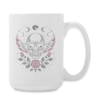 Gothic Skull with Moon Phases and Roses Design - Large Mug 440 ml - white - Right