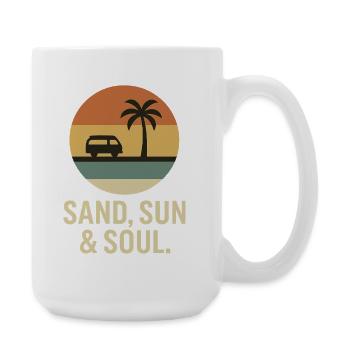 Sand, Sonne Und Seele Urlaub Abenteuer - Große Tasse 440 ml - Weiß - Rechts