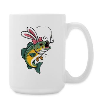 Funny Easter Fish Art Fishing - Large Mug 440 ml - white - Right