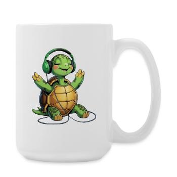 Music turtle with headphones - Large Mug 440 ml - white - Right