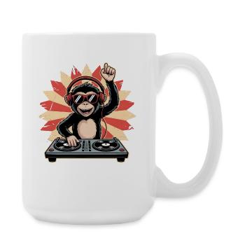 Affe DJ im Sonnenkreis - Große Tasse 440 ml - Weiß - Rechts